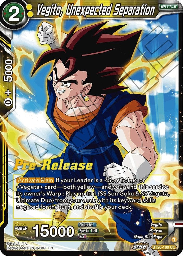 Image for Vegito, Unexpected Separation (Power Absorbed Pre-Release Cards) (BT20-100) - Dragon Ball Super: Masters