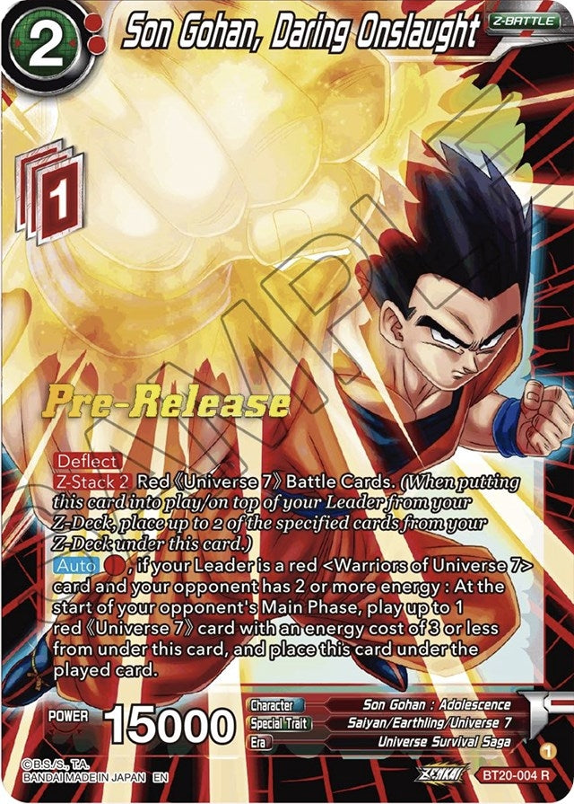 Image for Son Gohan, Daring Onslaught (Power Absorbed Pre-Release Cards) (BT20-004) - Dragon Ball Super: Masters