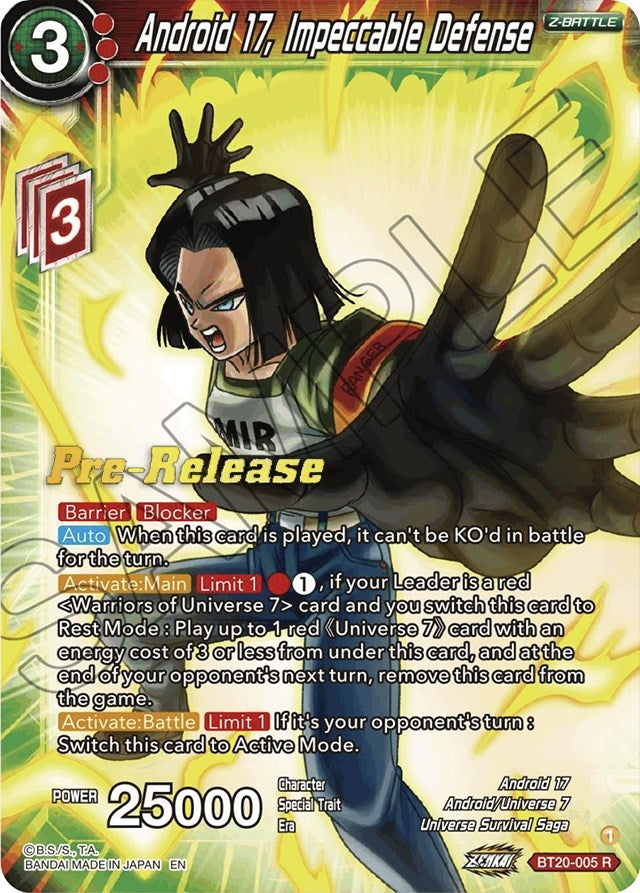 Image for Android 17, Impeccable Defense (Power Absorbed Pre-Release Cards) (BT20-005) - Dragon Ball Super: Masters