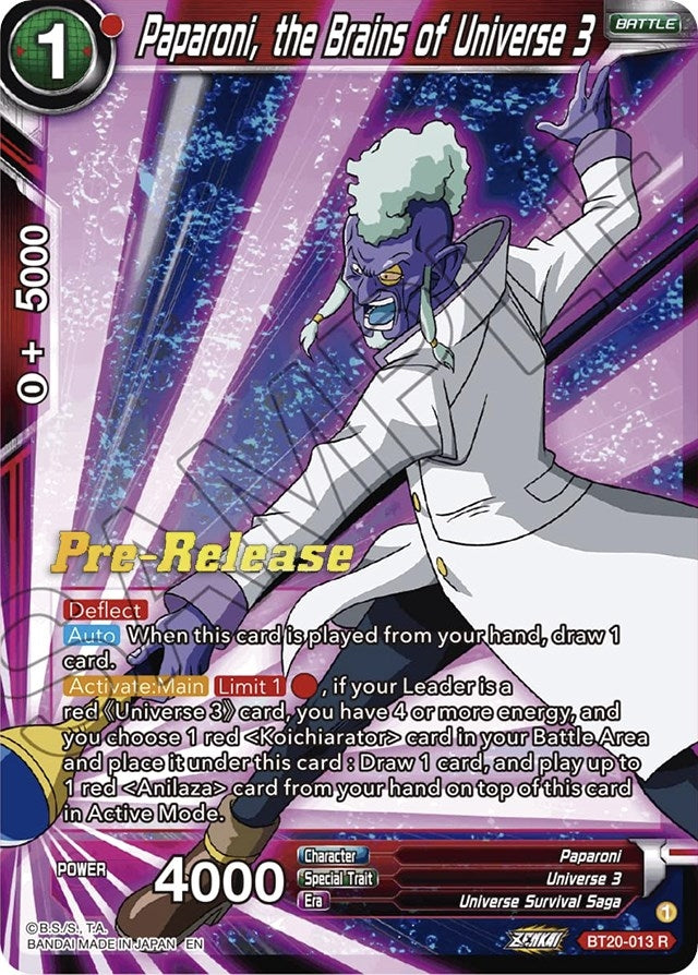 Image for Paparoni, the Brains of Universe 3 (Power Absorbed Pre-Release Cards) (BT20-013) - Dragon Ball Super: Masters
