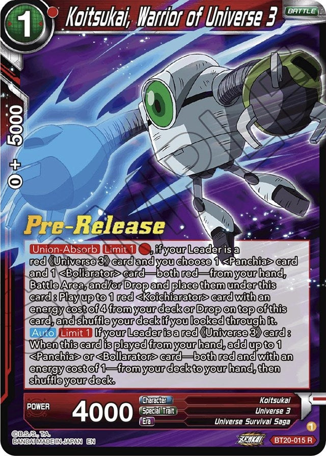 Image for Koitsukai, Warrior of Universe 3 (Power Absorbed Pre-Release Cards) (BT20-015) - Dragon Ball Super: Masters