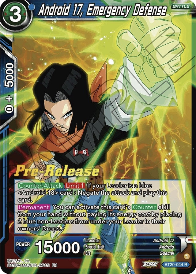 Image for Android 17, Emergency Defense (Power Absorbed Pre-Release Cards) (BT20-044) - Dragon Ball Super: Masters