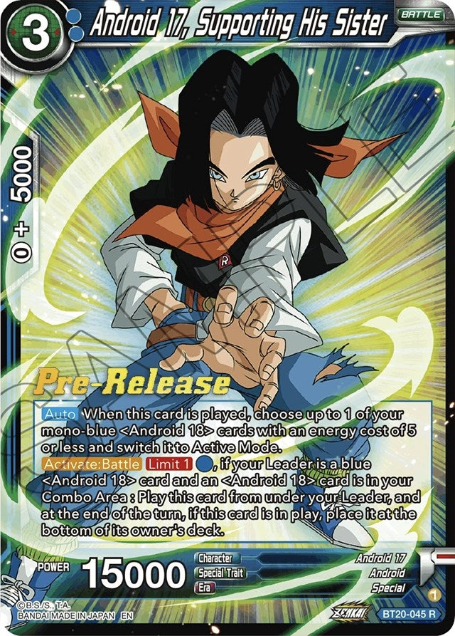 Image for Android 17, Supporting His Sister (Power Absorbed Pre-Release Cards) (BT20-045) - Dragon Ball Super: Masters