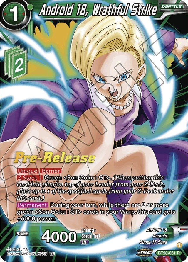 Image for Android 18, Wrathful Strike (Power Absorbed Pre-Release Cards) (BT20-061) - Dragon Ball Super: Masters
