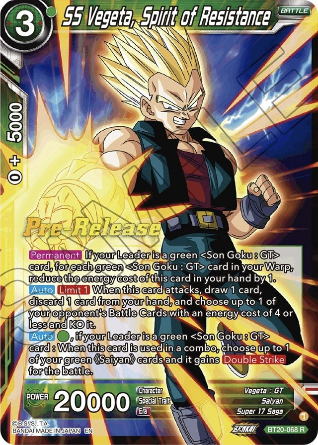 Image for SS Vegeta, Spirit of Resistance (Power Absorbed Pre-Release Cards) (BT20-068) - Dragon Ball Super: Masters