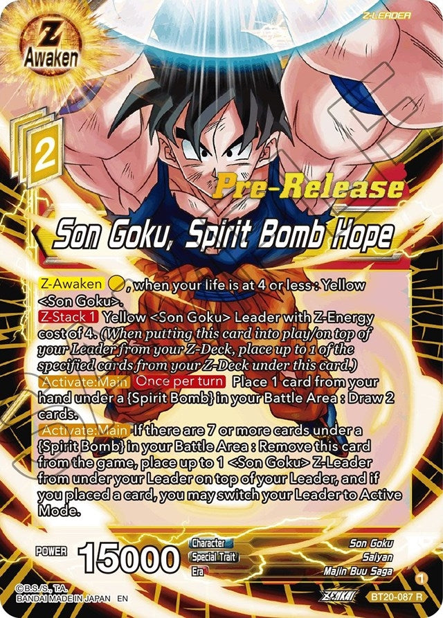 Image for Son Goku, Spirit Bomb Hope (Power Absorbed Pre-Release Cards) (BT20-087) - Dragon Ball Super: Masters