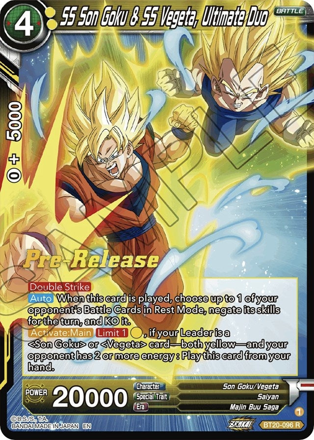 Image for SS Son Goku & SS Vegeta, Ultimate Duo (Power Absorbed Pre-Release Cards) (BT20-096) - Dragon Ball Super: Masters