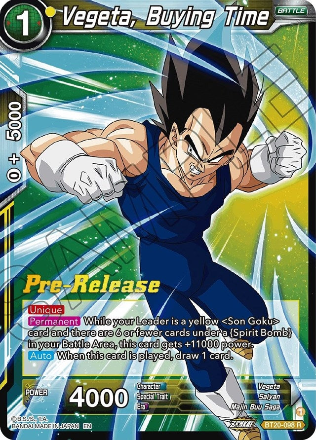 Image for Vegeta, Buying Time (Power Absorbed Pre-Release Cards) (BT20-098) - Dragon Ball Super: Masters