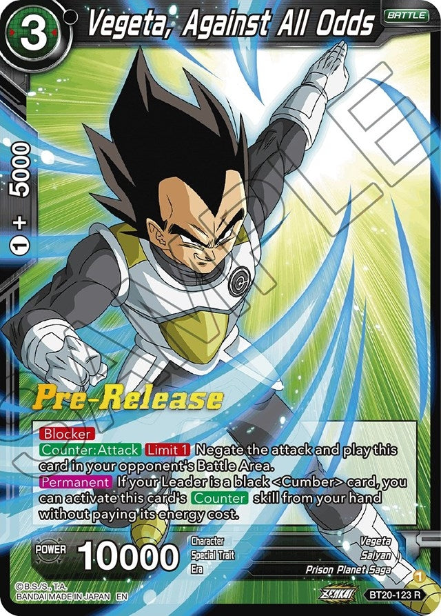 Image for Vegeta, Against All Odds (Power Absorbed Pre-Release Cards) (BT20-123) - Dragon Ball Super: Masters