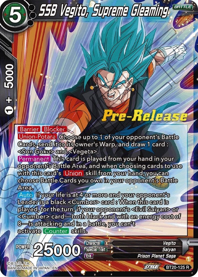 Image for SSB Vegito, Supreme Gleaming (Power Absorbed Pre-Release Cards) (BT20-125) - Dragon Ball Super: Masters