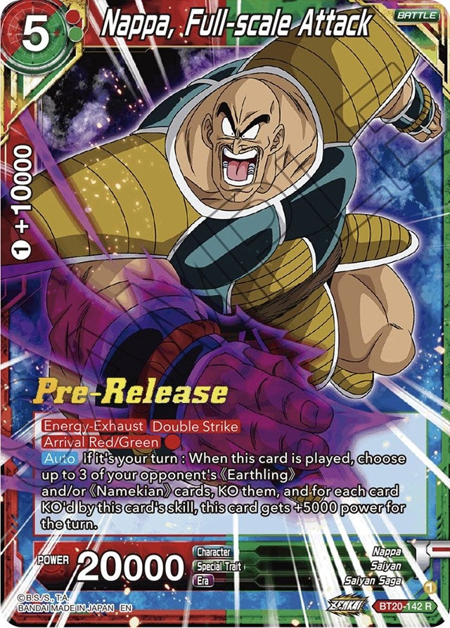 Image for Nappa, Full-scale Attack (Power Absorbed Pre-Release Cards) (BT20-142) - Dragon Ball Super: Masters