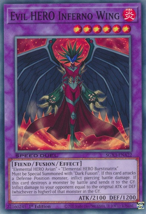 Image for Evil HERO Inferno Wing (Speed Duel GX: Duelists of Shadows) (SGX3-ENA22) - YuGiOh