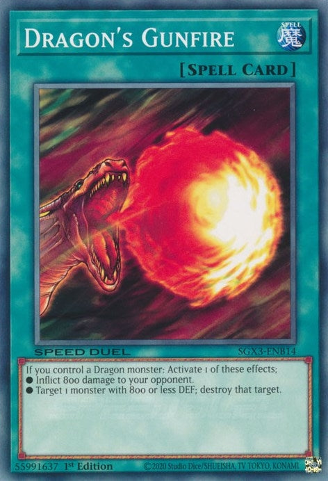 Image for Dragon's Gunfire (Speed Duel GX: Duelists of Shadows) (SGX3-ENB14) - YuGiOh