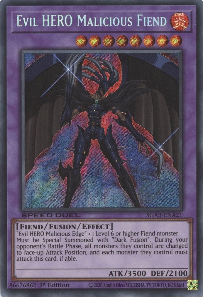 Image for Evil HERO Malicious Fiend (Secret Rare) (Speed Duel GX: Duelists of Shadows) (SGX3-ENA21) - YuGiOh