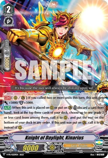 Image for Knight of Daylight, Kinarius (V Promo Cards) (V-PR/0259EN 2023) - Cardfight Vanguard