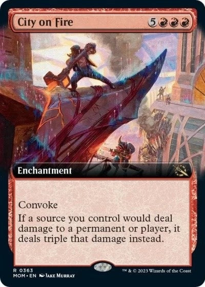 Image for City on Fire (Extended Art) (March of the Machine) (363) - Magic: The Gathering