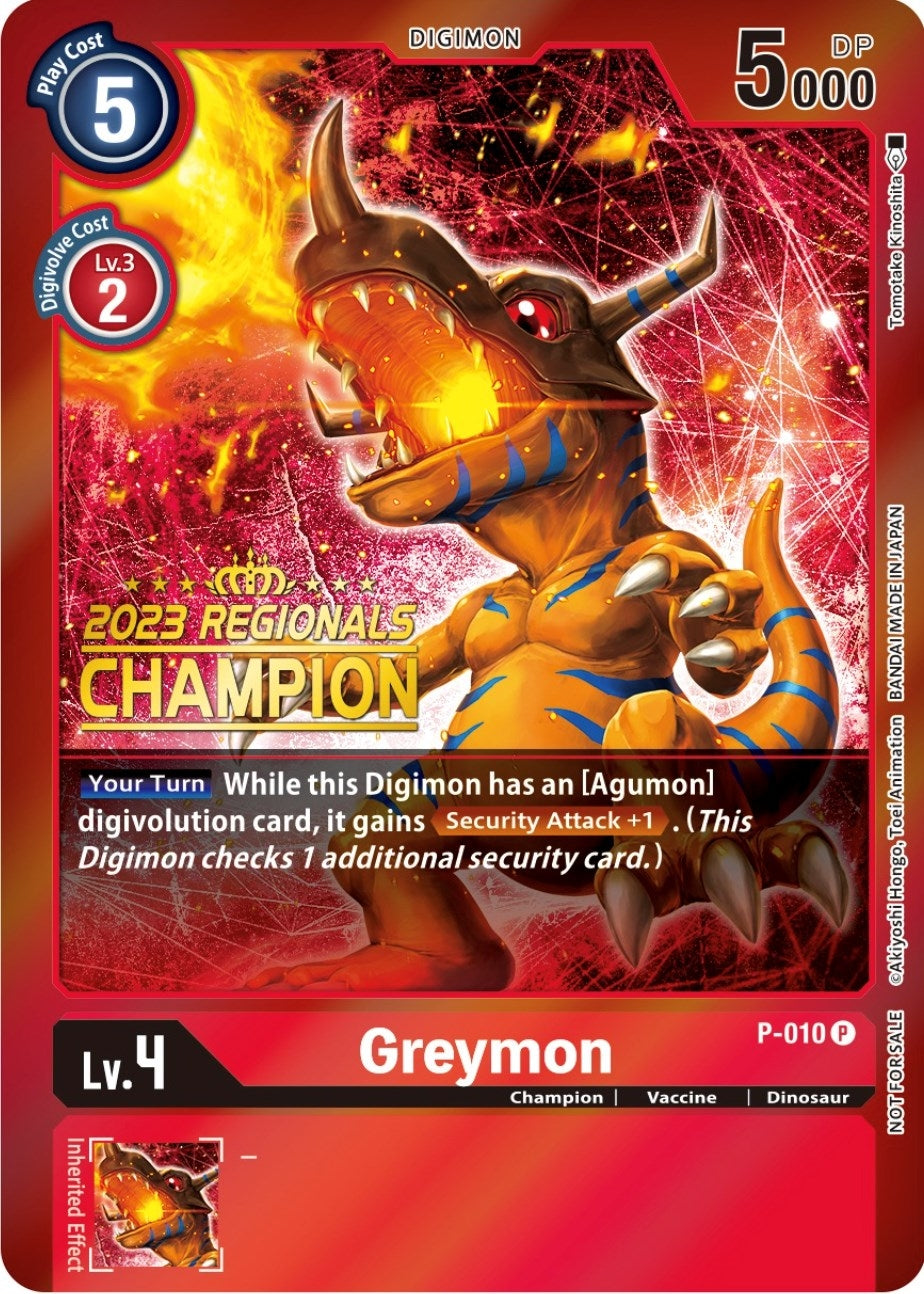 Image for Greymon - P-010 (2023 Regionals Champion) (P-010 P) (D-PR) - Digimon Card Game
