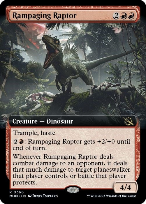 Image for Rampaging Raptor (Extended Art) (March of the Machine) (366) - Magic: The Gathering
