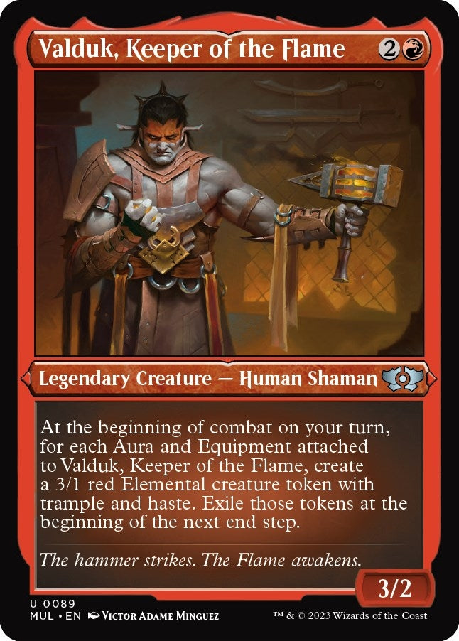 Image for Valduk, Keeper of the Flame (Foil Etched) (March of the Machine: Multiverse Legends) (89) - Magic: The Gathering
