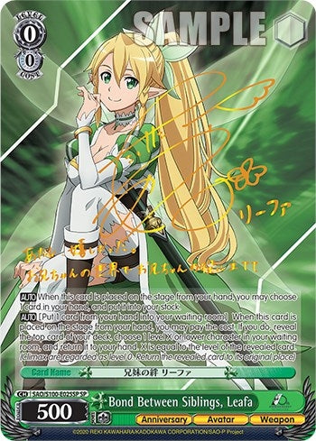 Image for Bond Between Siblings, Leafa (SP) (Sword Art Online Animation 10th Anniversary) (SAO/S100-E025SP SP) - Weiss Schwarz