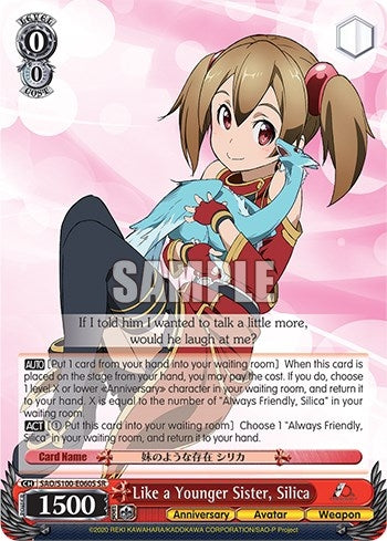 Image for Like a Younger Sister, Silica (SR) (Sword Art Online Animation 10th Anniversary) (SAO/S100-E060S SR) - Weiss Schwarz