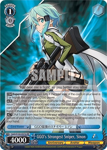 Image for GGO's Strongest Sniper, Sinon (Sword Art Online Animation 10th Anniversary) (SAO/S100-E076 RR) - Weiss Schwarz