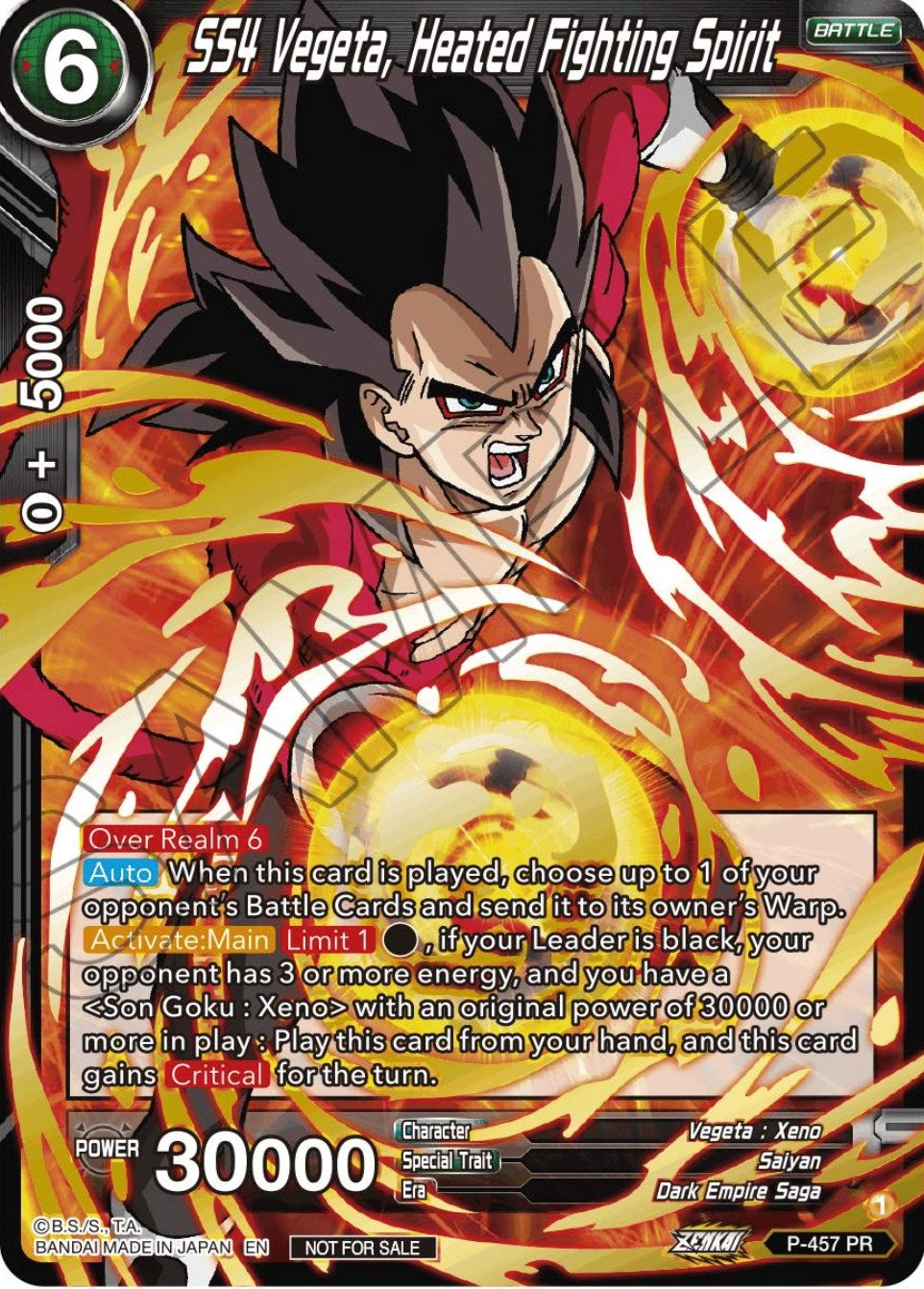 Image for SS4 Vegeta, Heated Fighting Spirit (Championship Selection Pack 2023 Vol.1) (Gold Stamped) (Tournament Promotion Cards) (P-457) - Dragon Ball Super: Masters