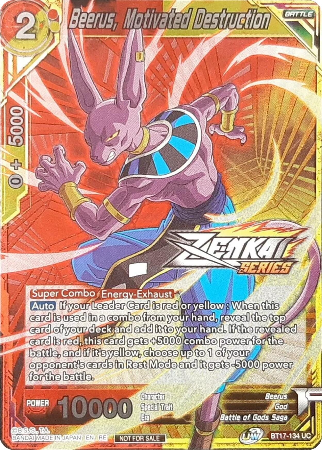 Image for Beerus, Motivated Destruction (Event Pack 11) (Tournament Promotion Cards) (BT17-134) - Dragon Ball Super: Masters