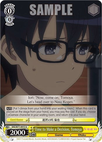 Image for Time to Make a Decision, Tomoya (Saekano How to Raise a Boring Girlfriend. flat) (SHS/W71-E013 U) - Weiss Schwarz