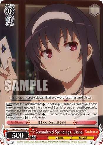 Image for Squandered Spendings, Utaha (Saekano How to Raise a Boring Girlfriend. flat) (SHS/W71-E058 R) - Weiss Schwarz