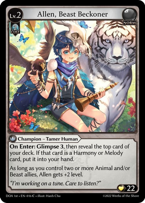 Image for Allen, Beast Beckoner (Dawn of Ashes 1st Edition) (016) - Grand Archive TCG