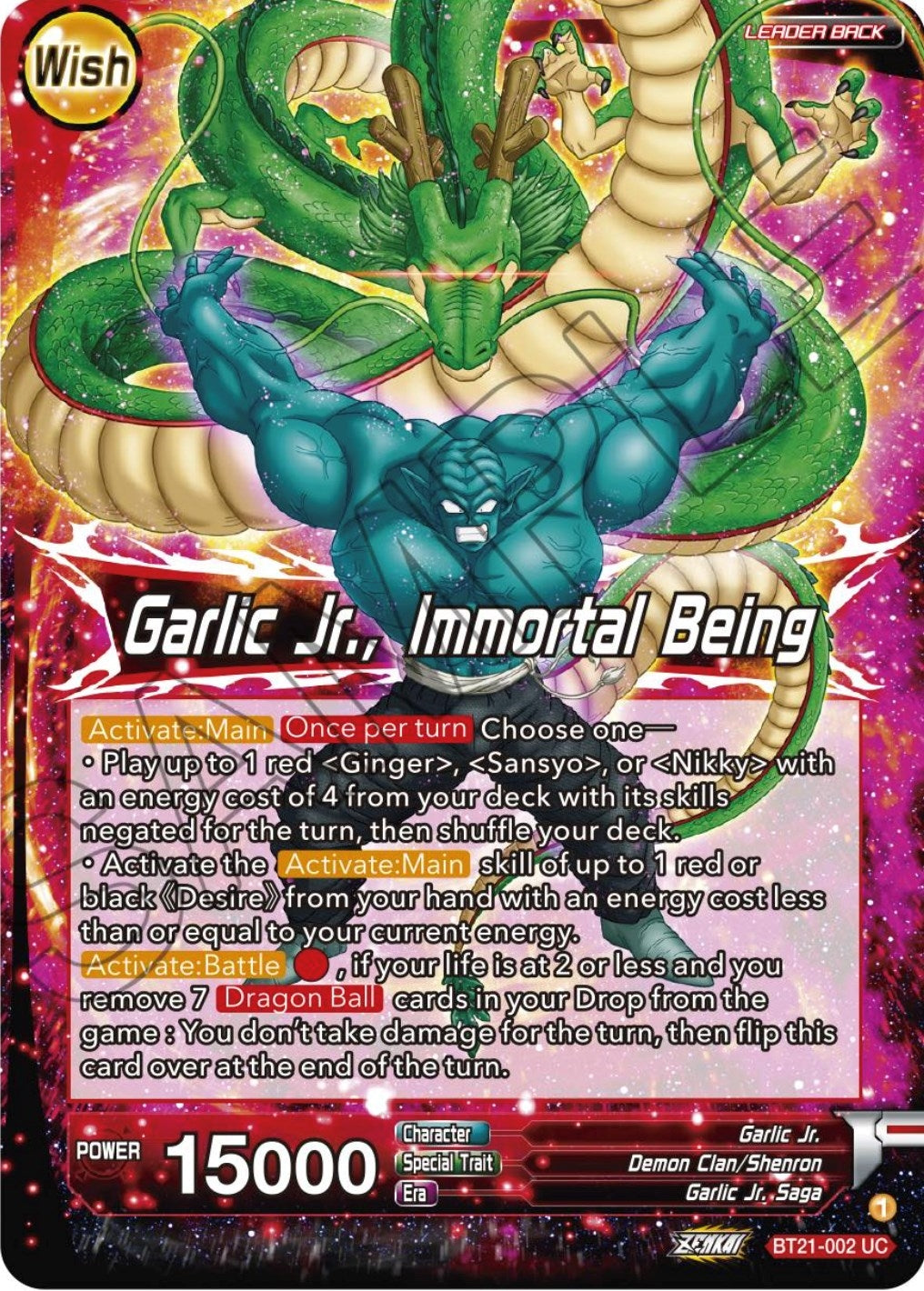 Image for Garlic Jr. // Garlic Jr., Immortal Being (Wild Resurgence) (BT21-002) - Dragon Ball Super: Masters