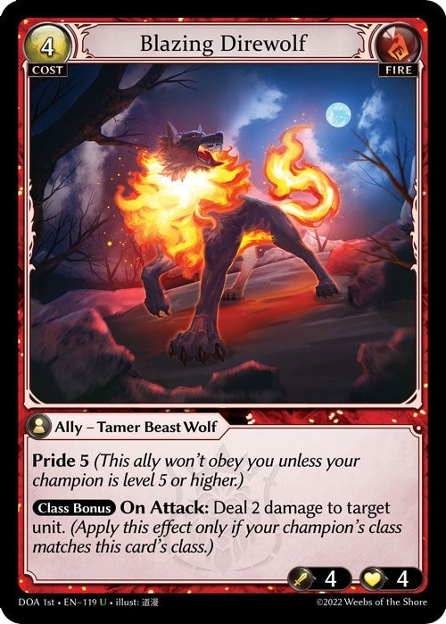 Image for Blazing Direwolf (Dawn of Ashes 1st Edition) (119) - Grand Archive TCG