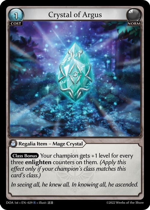 Image for Crystal of Argus (Dawn of Ashes 1st Edition) (029) - Grand Archive TCG