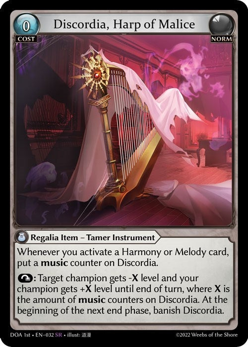 Image for Discordia, Harp of Malice (Dawn of Ashes 1st Edition) (032) - Grand Archive TCG