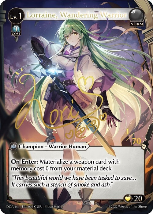 Image for Lorraine, Wandering Warrior (CUR) (Dawn of Ashes 1st Edition) (004) - Grand Archive TCG