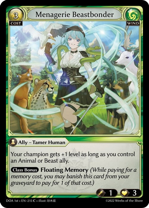 Image for Menagerie Beastbonder (Dawn of Ashes 1st Edition) (215) - Grand Archive TCG