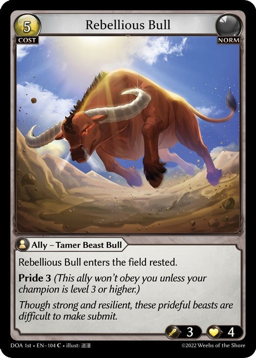 Image for Rebellious Bull (Dawn of Ashes 1st Edition) (104) - Grand Archive TCG