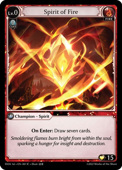 Image for Spirit of Fire (Dawn of Ashes 1st Edition) (001) - Grand Archive TCG