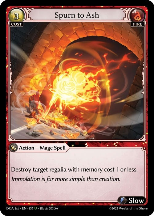 Image for Spurn to Ash (Dawn of Ashes 1st Edition) (155) - Grand Archive TCG