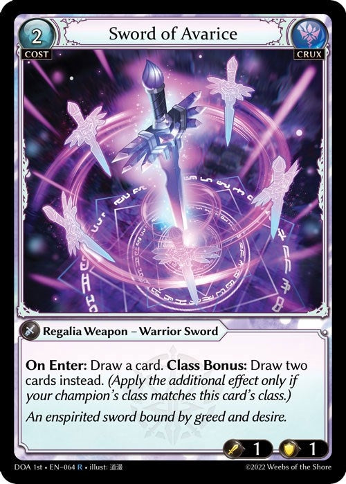 Image for Sword of Avarice (Dawn of Ashes 1st Edition) (064) - Grand Archive TCG