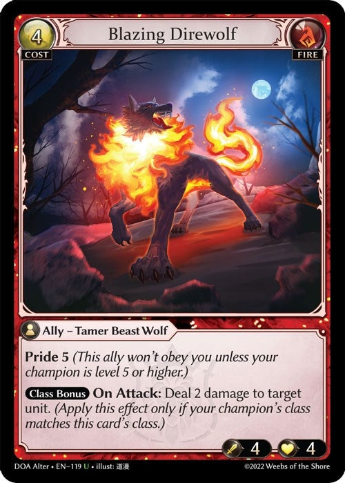 Image for Blazing Direwolf (Dawn of Ashes Alter Edition) (119) - Grand Archive TCG