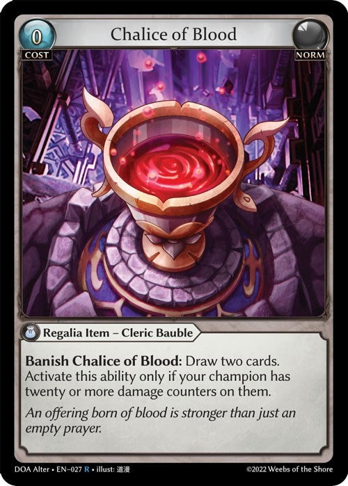 Image for Chalice of Blood (Dawn of Ashes Alter Edition) (027) - Grand Archive TCG