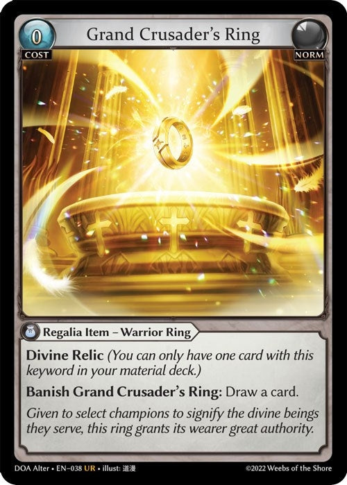 Image for Grand Crusader's Ring (Dawn of Ashes Alter Edition) (038) - Grand Archive TCG