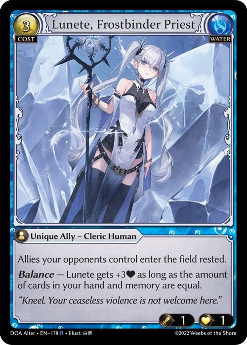 Image for Lunete, Frostbinder Priest (Dawn of Ashes Alter Edition) (178) - Grand Archive TCG