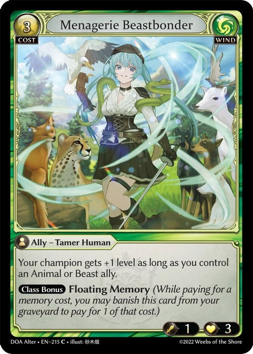 Image for Menagerie Beastbonder (Dawn of Ashes Alter Edition) (215) - Grand Archive TCG