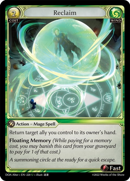 Image for Reclaim (Dawn of Ashes Alter Edition) (220) - Grand Archive TCG