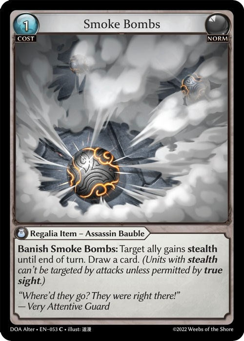 Image for Smoke Bombs (Dawn of Ashes Alter Edition) (053) - Grand Archive TCG
