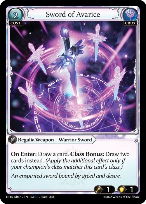 Image for Sword of Avarice (Dawn of Ashes Alter Edition) (064) - Grand Archive TCG