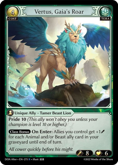 Image for Vertus, Gaia's Roar (Dawn of Ashes Alter Edition) (275) - Grand Archive TCG